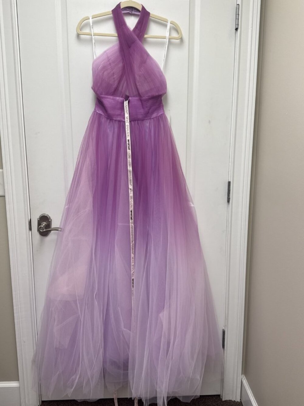 MAC DUGGAL Size 4 Purple Ombre 20554 Cross Front Ombre Ball Gown Dress Formal - Picture 4 of 10